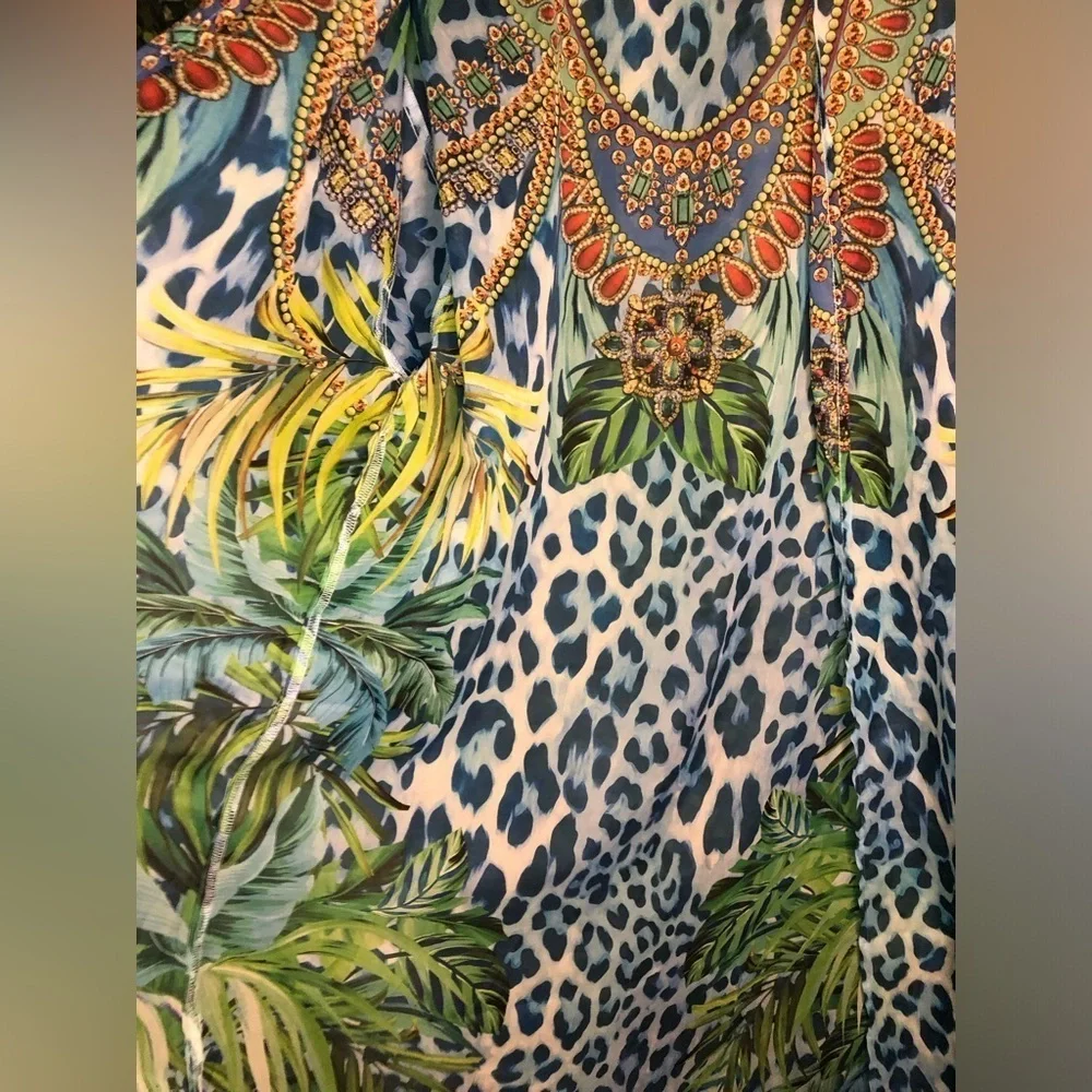 Vibrant Blue Animal Print Kaftan